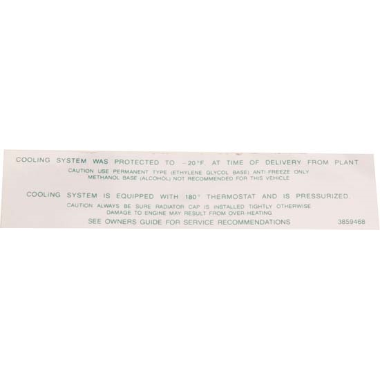 Jim Osborn DC0901 Cooling System Decal for 1962-64 Chevy II