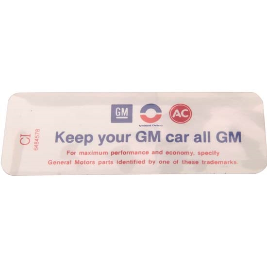 Jim Osborn DC0395 Keep Your GM Car All GM Decal, 307, 1970 Camaro