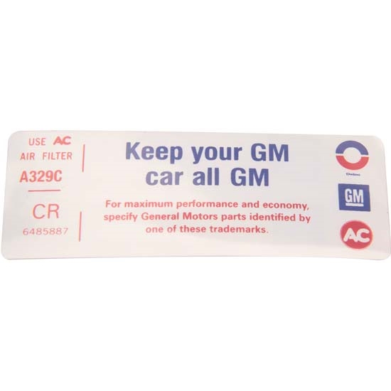 Jim Osborn DC0627 Z/28 Keep Your GM Car All GM Air Cleaner Decal