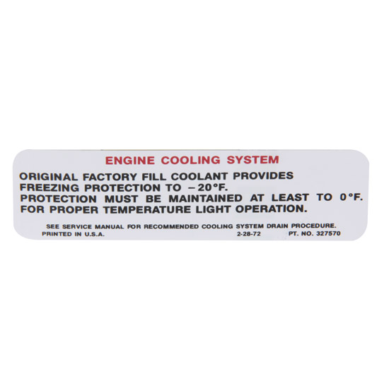 Jim Osborn DC0423 1974-75 Nova Engine Cooling System Decal