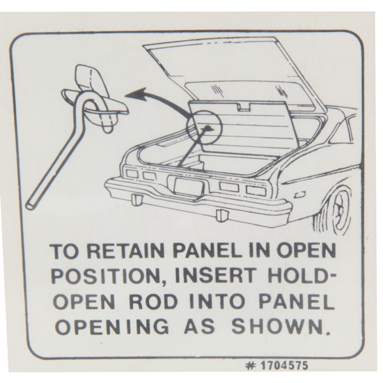 Jim Osborn DC0641 Jacking Instructions Decal, 73-74 Nova Hatchback Lid