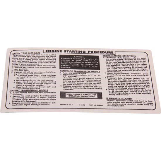 Jim Osborn DC0389 Sunvisor Sleeve Ignition Starting Instructions