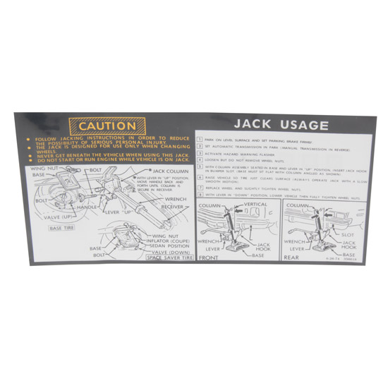 Jim Osborn DC0534 Jacking Instructions, 1974-78 Nova
