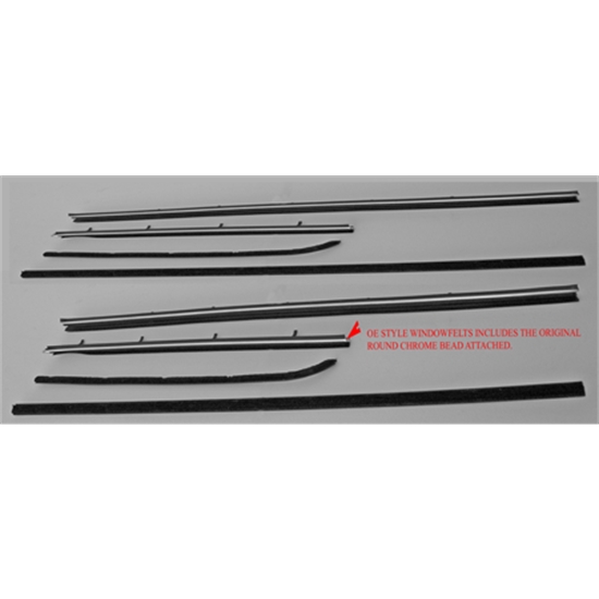 RePops CH186A Convertible Window Felts for 66-67 Chevelle, 8-Piece Kit