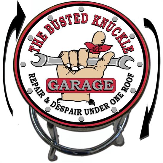 Busted Knuckle Garage 09-BKG-86-LOGO-WH Logo White Barstool