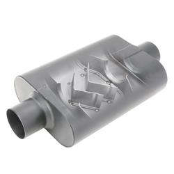 Stainless Steel Chamber Muffler, 2.50 Inch, Offset/Offset