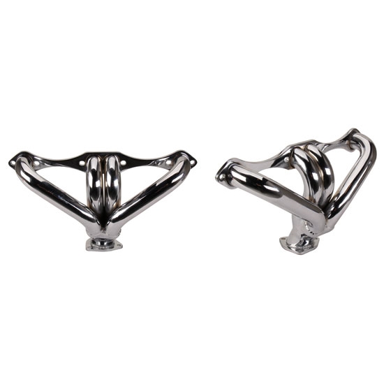 Small Block Chevy Hugger Headers for Angle Plug Heads, Chrome