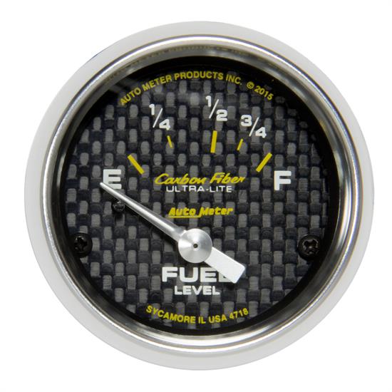 Auto Meter 4718 Carbon Fiber Fuel Level Gauge 2-1/16 16/158 Ohm
