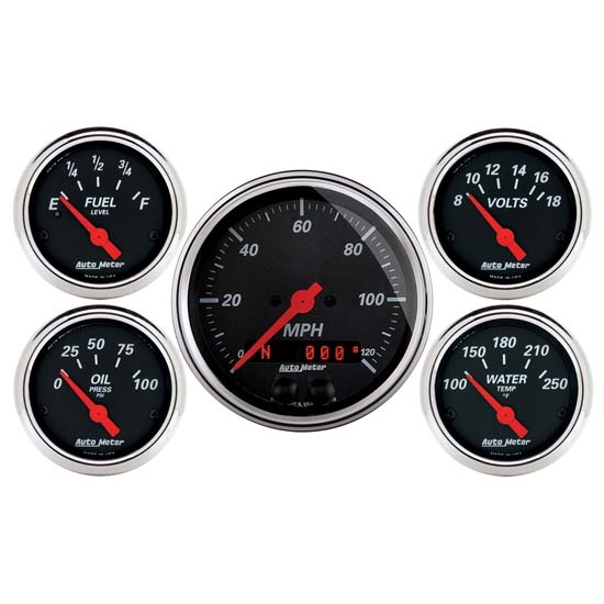 Auto Meter 1450 Designer Black 5 Piece GPS Gauge Kit