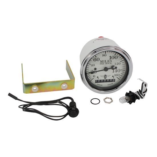 Stewart Warner 82661 Wings Electric Speedometer, White
