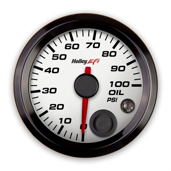 Holley EFI 553-127W EFI Oil Pressure Gauge, 2-1/16 Inch, 0-100 PS