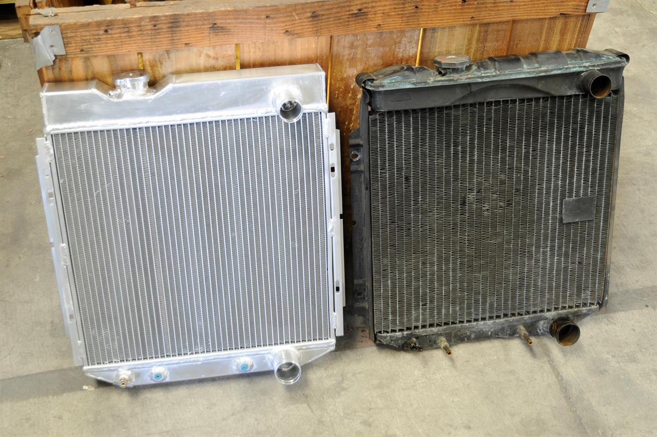 1964 Ford Falcon Radiator Comparison of Original Copper Brass versus Aluminum