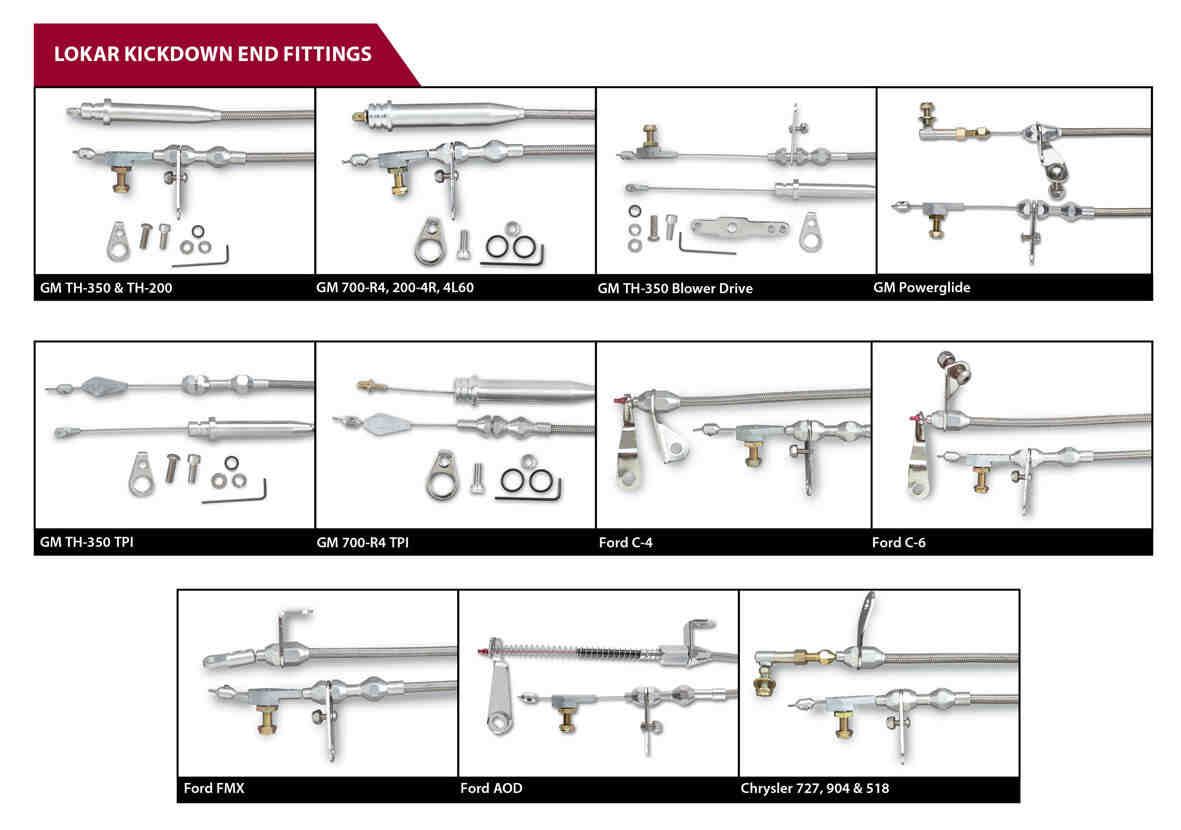 Lokar XKD2700HT 700R4 GM HiTech Kickdown Cable Kit, Black