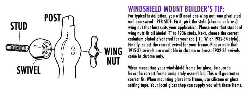 1928-31 Model A Windshield Rubber and Hardware kit, Open Car
