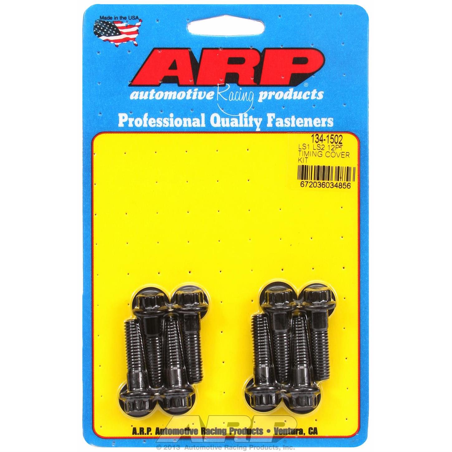 ARP 1341502 Timing Cover Bolt Kit, Chevy LS Engine, Black 12pt