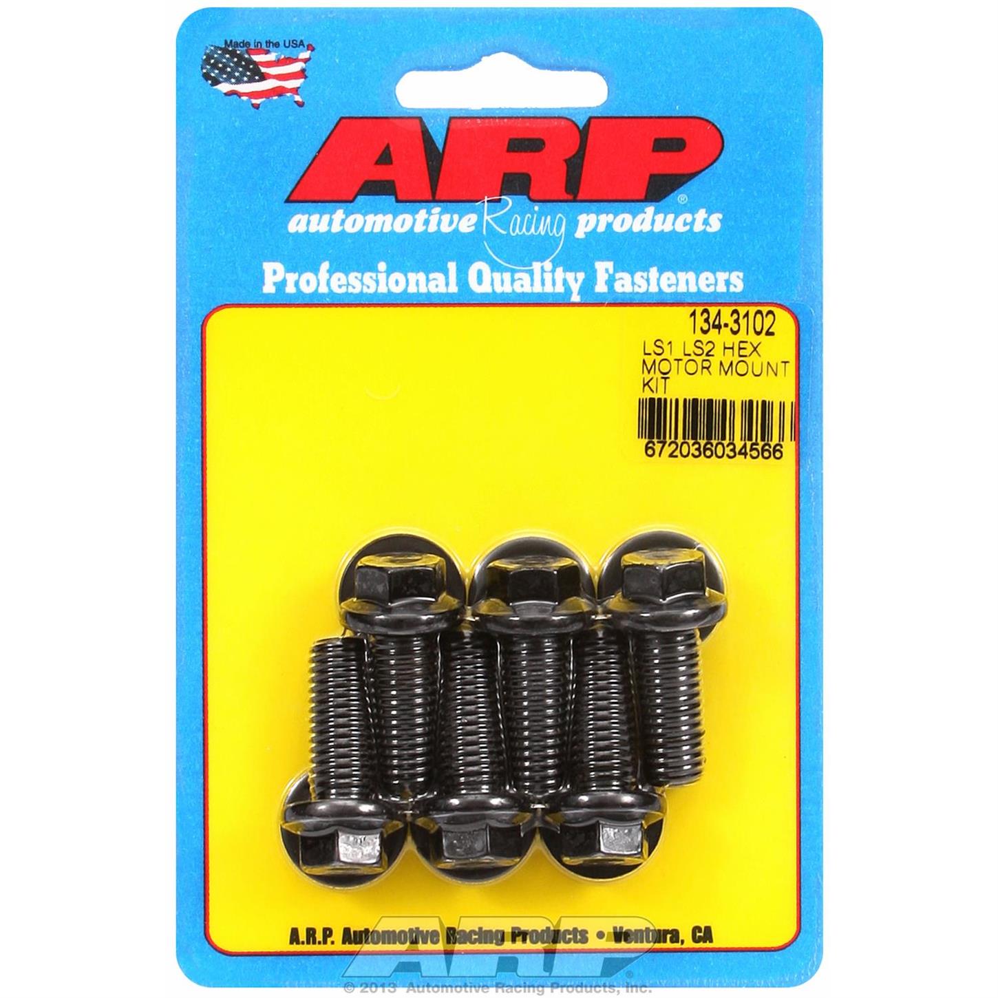 ARP 1343102 Motor Mount Bolt Kit 6pc., Chevy LS Engine, Hex