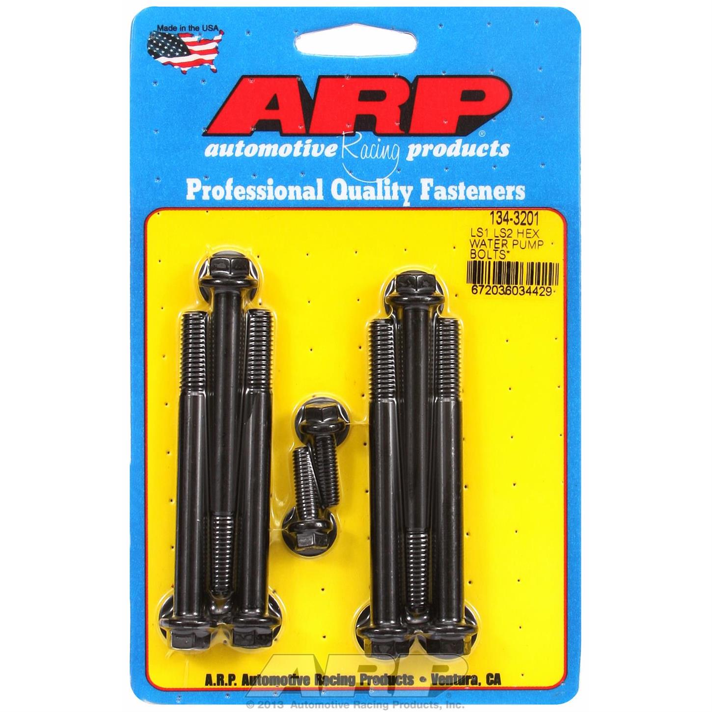 ARP 134-3201 Water Pump Bolt Kit, Chevy LS Engine, Black Hex