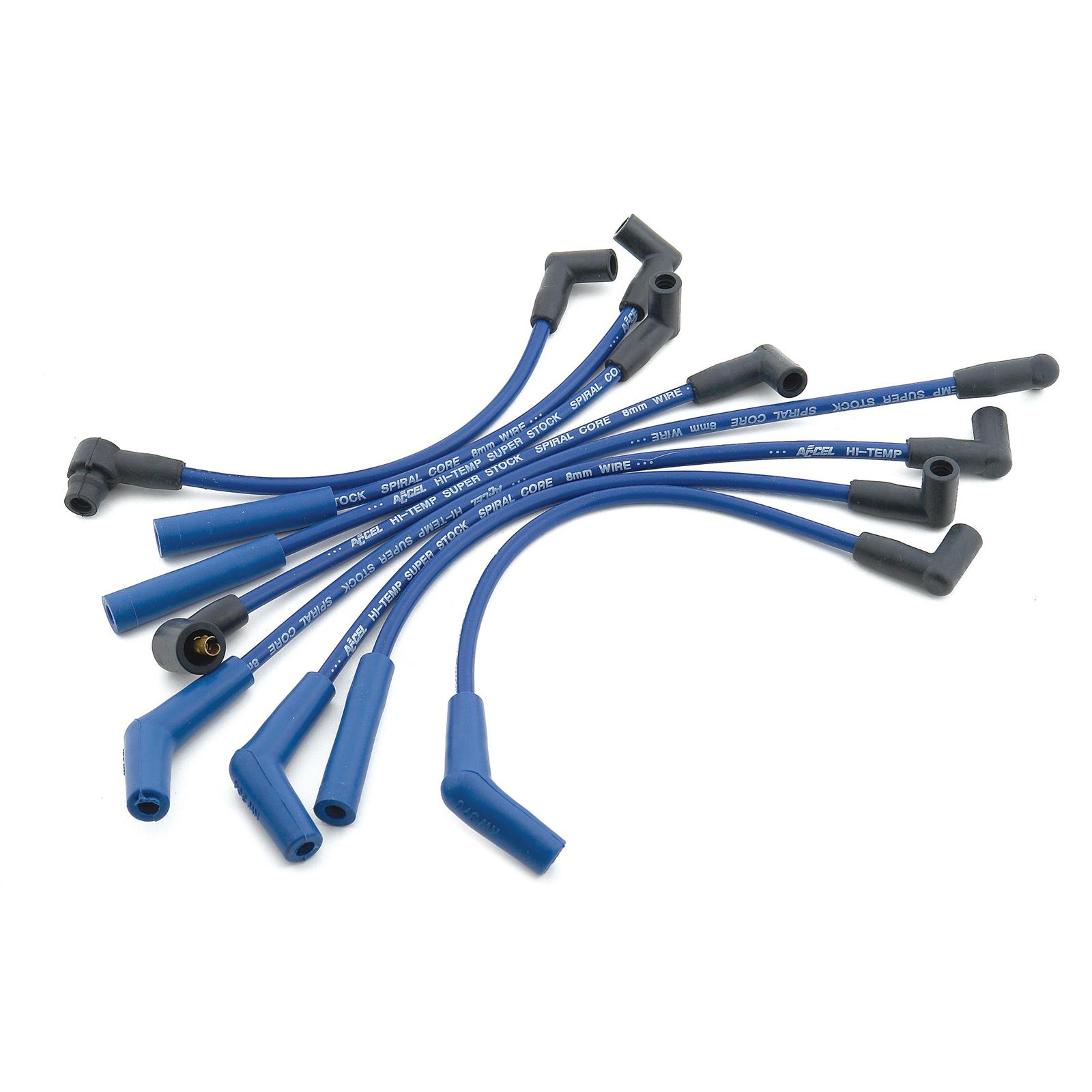 ACCEL 5124B Super Stock Ferro-Sprical Race Wire Set, 8MM, Blue