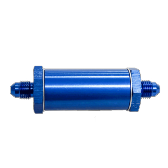 AFCO QM256 Inline Fuel Filter, 4 AN, Blue Anodized