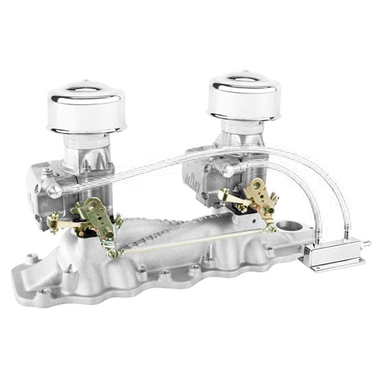 Two Demon 98s on an Edelbrock Intake Linkage Kit Only