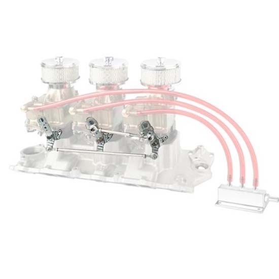 Linkage Kit 3 Demon 98s to Small Block Chevy Edelbrock Manifold