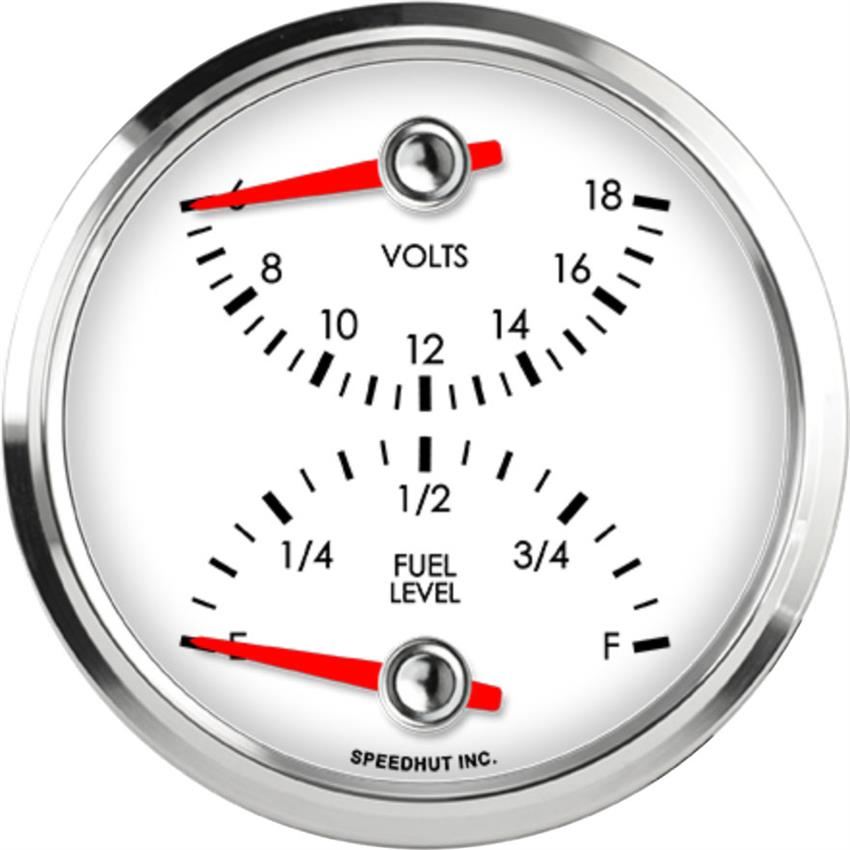 Speedhut 3-3/8" Volts / Fuel Level Gauge (top/bot) (L3-DG2-LEG)