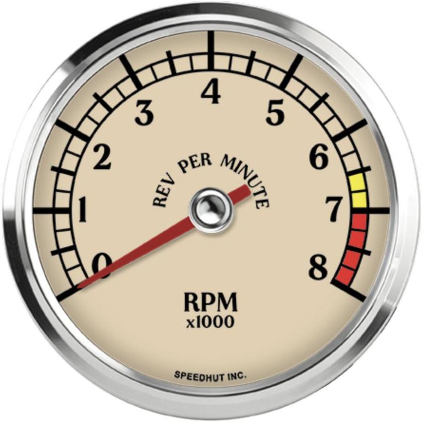 Speedhut L3-TC3-ATQ 3-3/8" Shift Light Tachometer, 0-8,000 RPM
