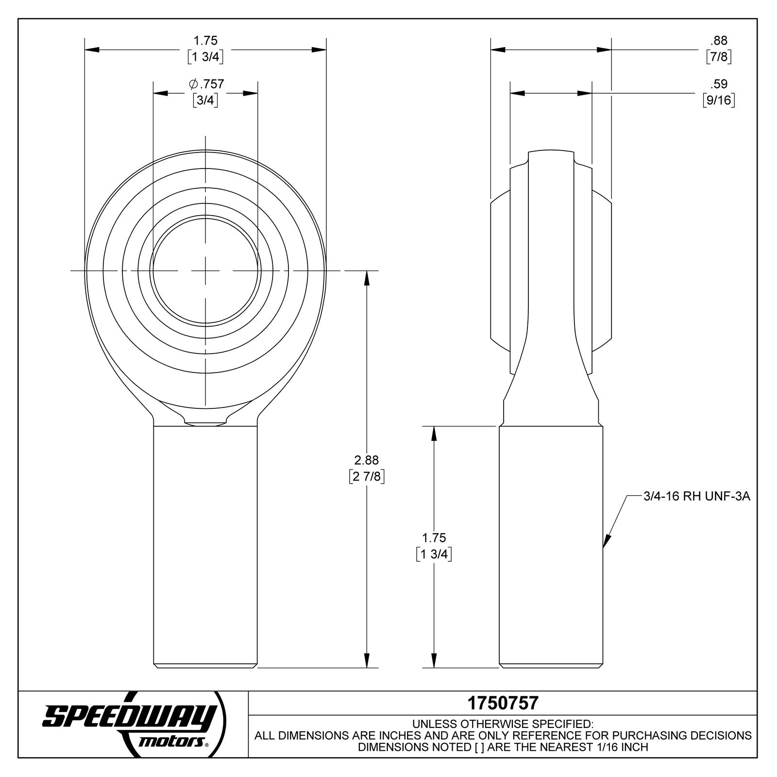 Steel Heim Joint Rod Ends for Steering Shaft, 3/4-16 RH Male .757 Hole