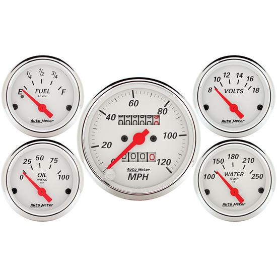 AutoMeter 1300 Arctic White 5 Piece Gauge Kit
