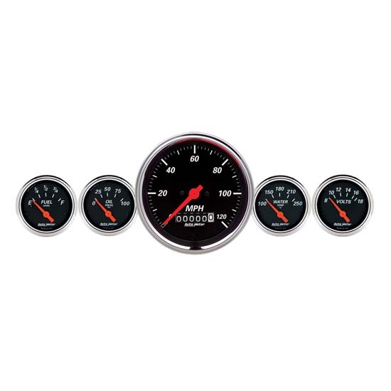 AutoMeter 1440 Designer Black 5 Piece Electric Gauge Kit