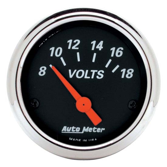 AutoMeter 1483 Designer Black Air-Core Voltmeter Gauge, 2-1/16