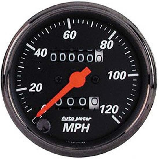 Velocímetro Mecânico AUTO METER 1796 Old TYME - Preto, Estilo Clássico Com Iluminação Tradicional