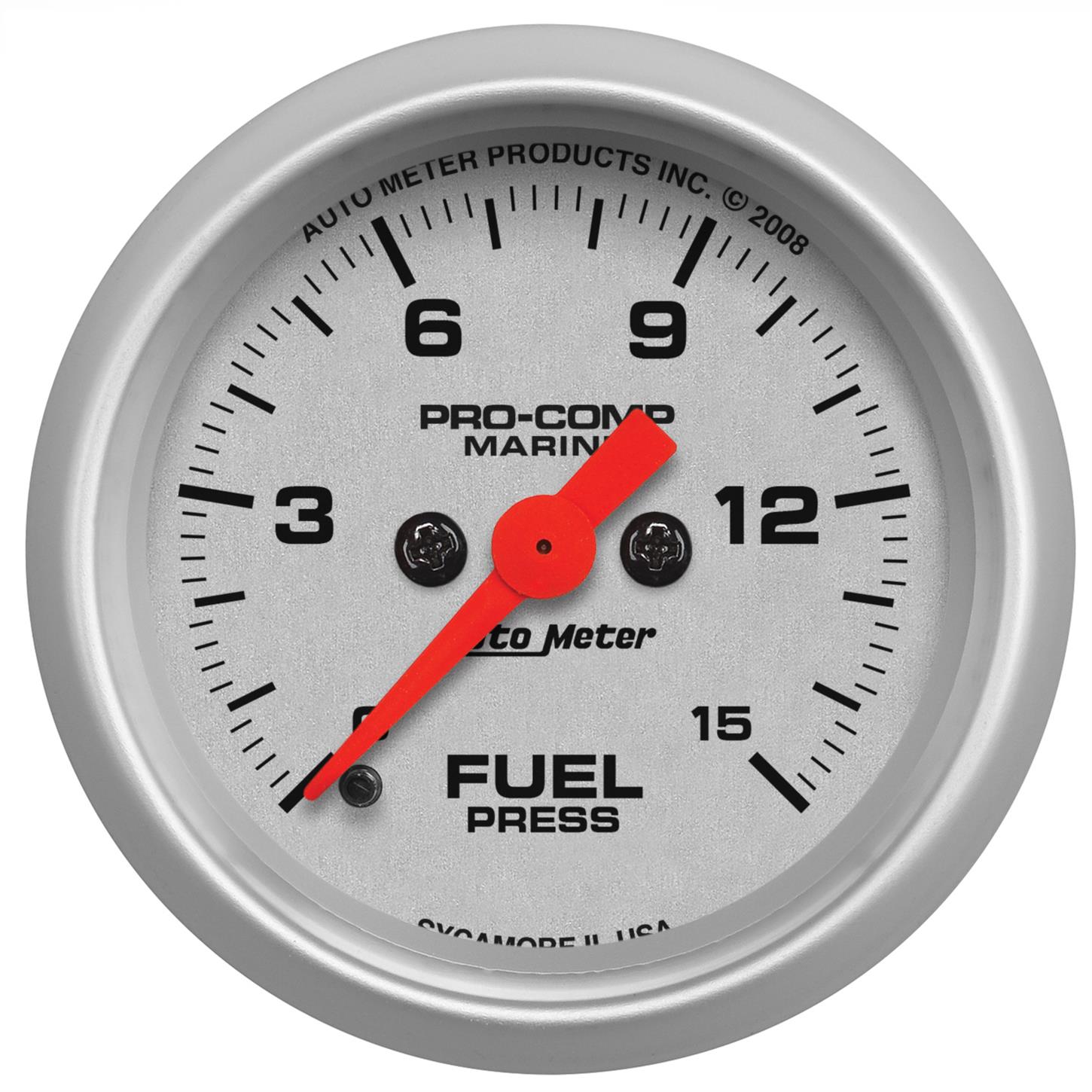 AutoMeter 20084833 Fuel Pressure Gauge, 2 1/16 Inch, 15PSI, Slvr