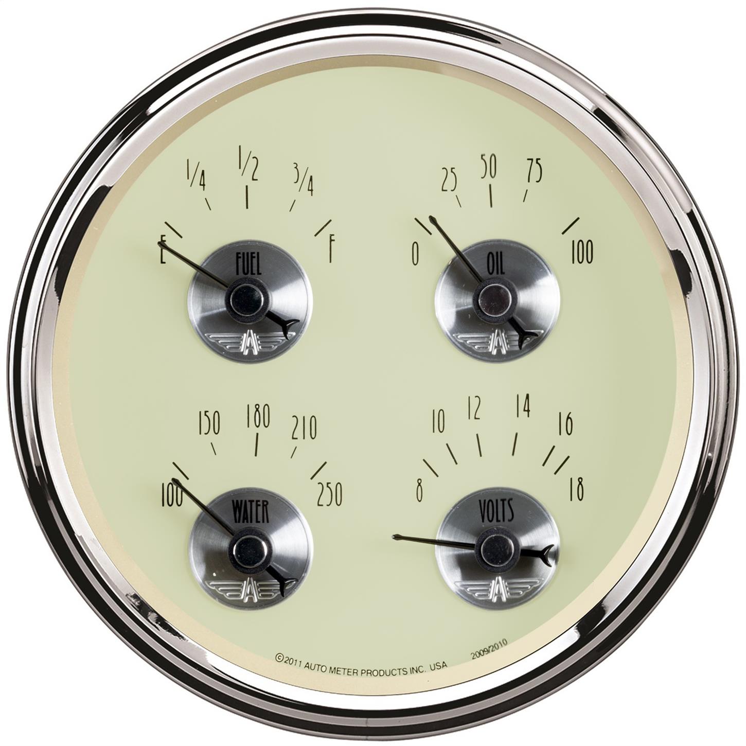 AutoMeter 2010 Gauge, Quad, 5 Inch, Electric, Prestige Ivory