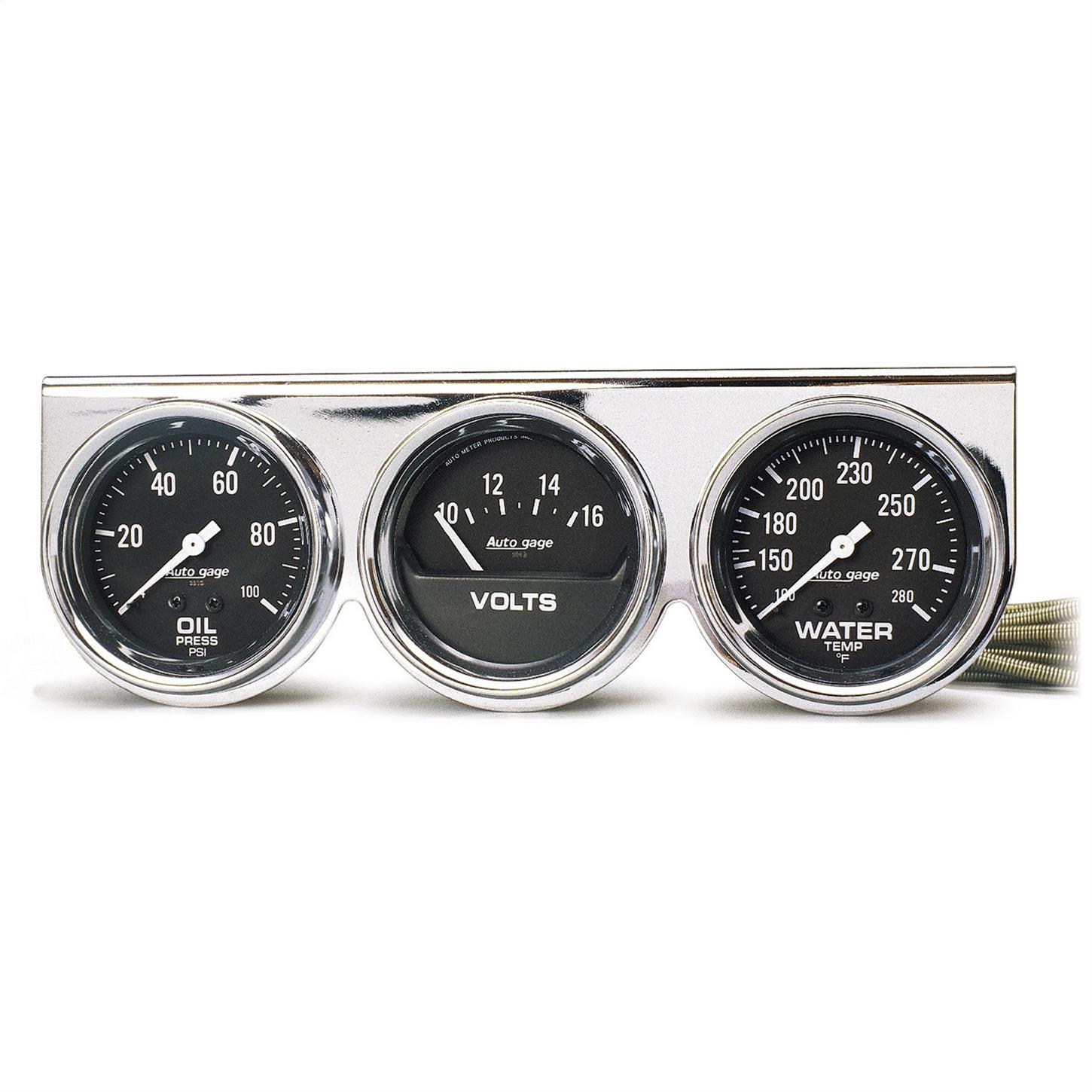2399 Auto Gage Black Oil & Water, Volt Chrome Console - 2.62 in.