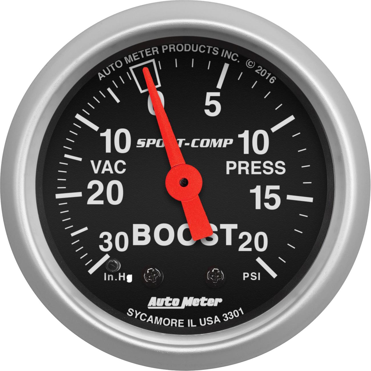 Auto Meter Boost//Vacuum Gauge 3301; Sport-Comp 30 inHg to 20 psi 2-1//16/"