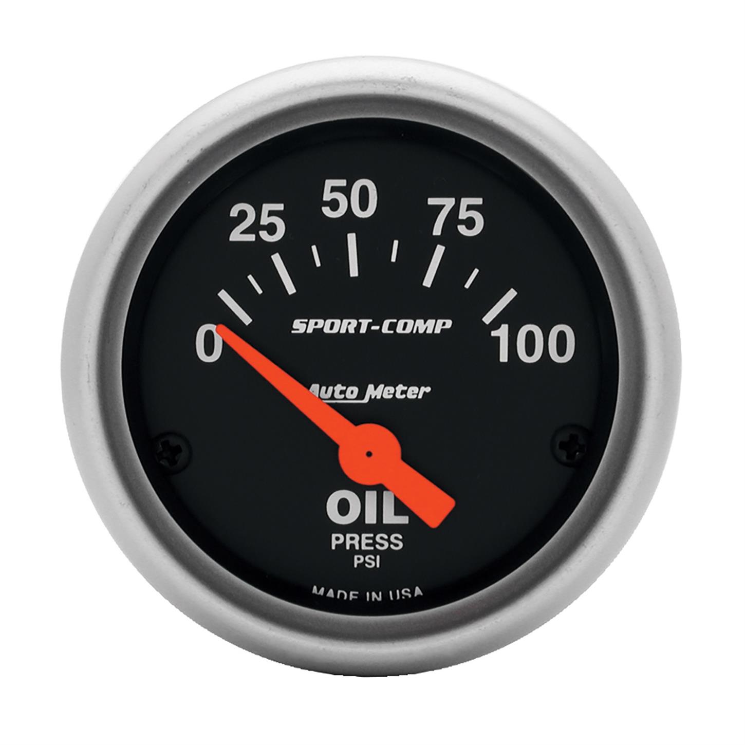 AutoMeter 3327 Sport-Comp Air-Core Oil Press. Gauge, 100 PSI