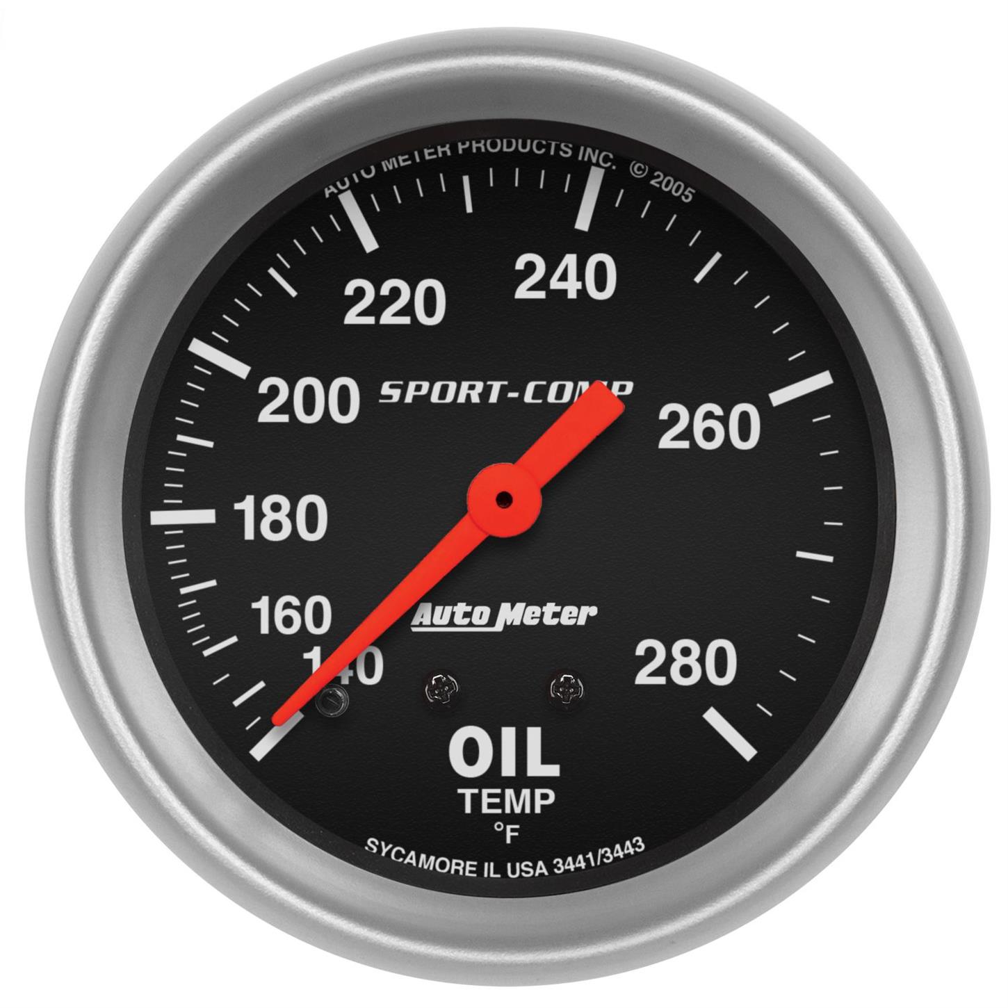 AutoMeter Sport-Comp Oil Press. Gauge, 200 PSI