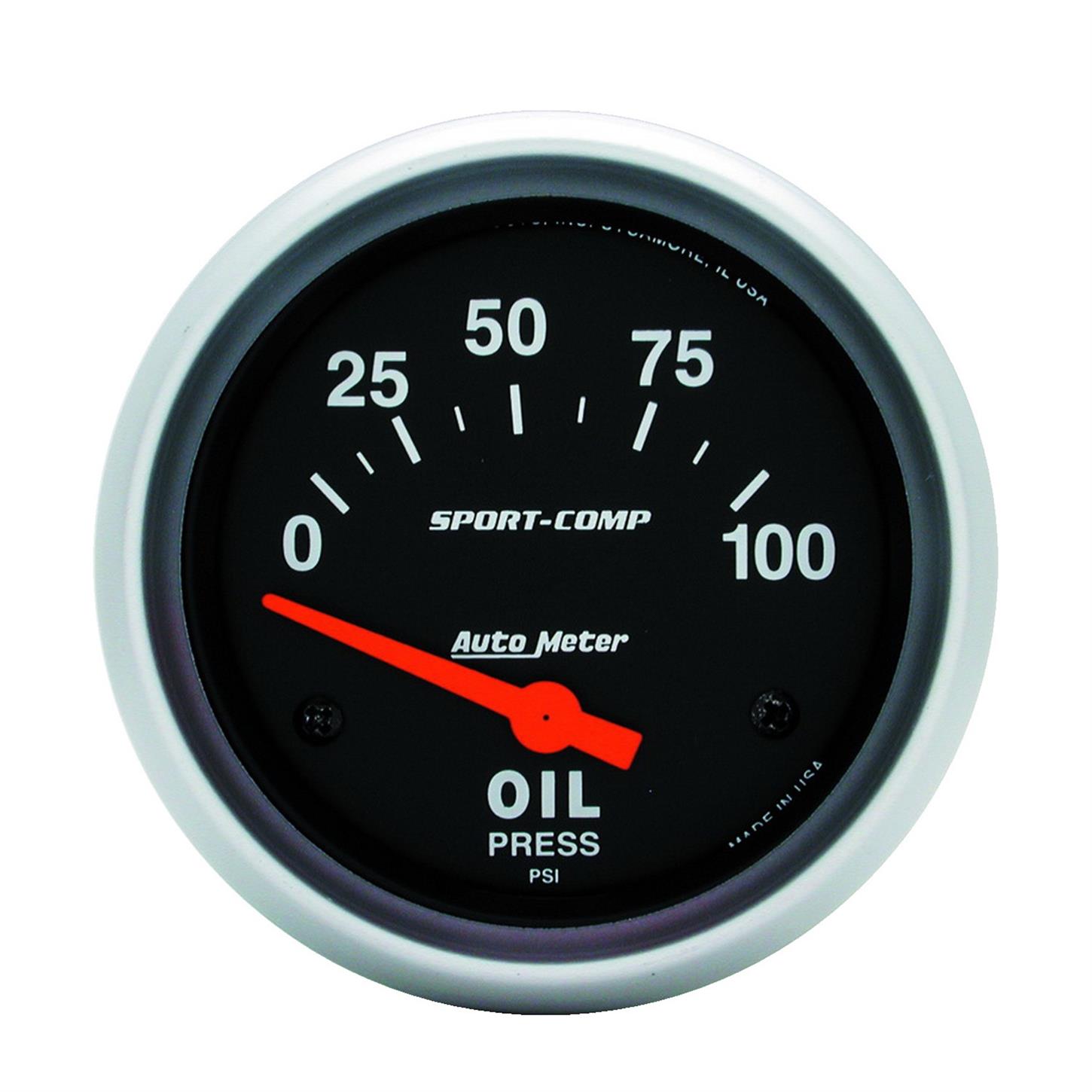 AutoMeter 3522 Sport-Comp Air-Core Oil Press. Gauge, 100 PSI