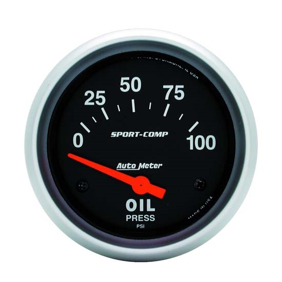 AutoMeter 3522 Sport-Comp Air-Core Oil Press. Gauge, 100 PSI