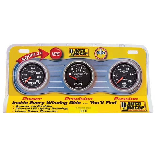 Auto Meter 3600 II Interact Pack Mechanical Gauge Set