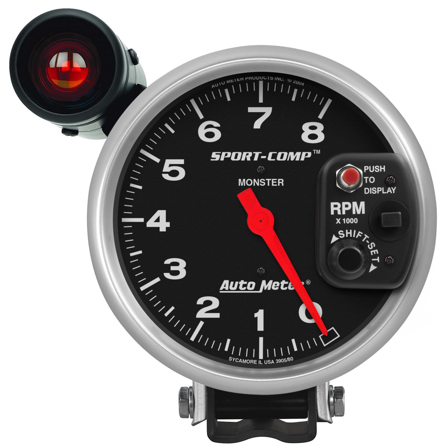 Auto Meter 3780 Sport-Comp Tachometer – 3.75" Dial, 0-10K RPM, 12V/16V, For 4-8 Cylinder Engines