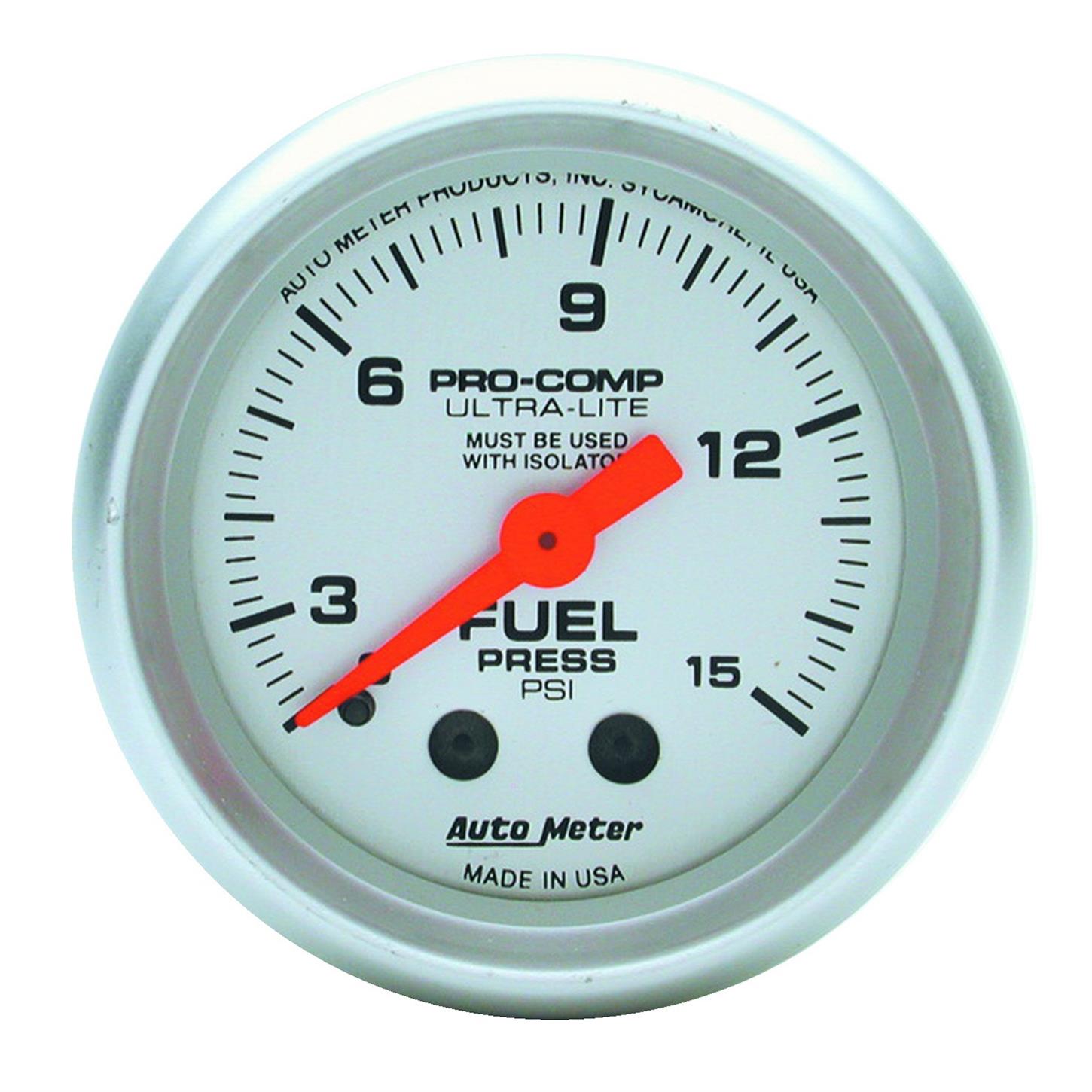 AutoMeter 4311 Ultra-Lite Mechanical Fuel Press. Gauge, 2-1/16
