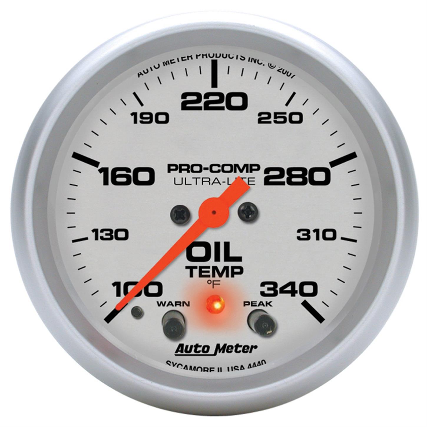 AutoMeter 4440 Oil Temp Gauge, 2 5/8 Inch, 140340 Deg., UL