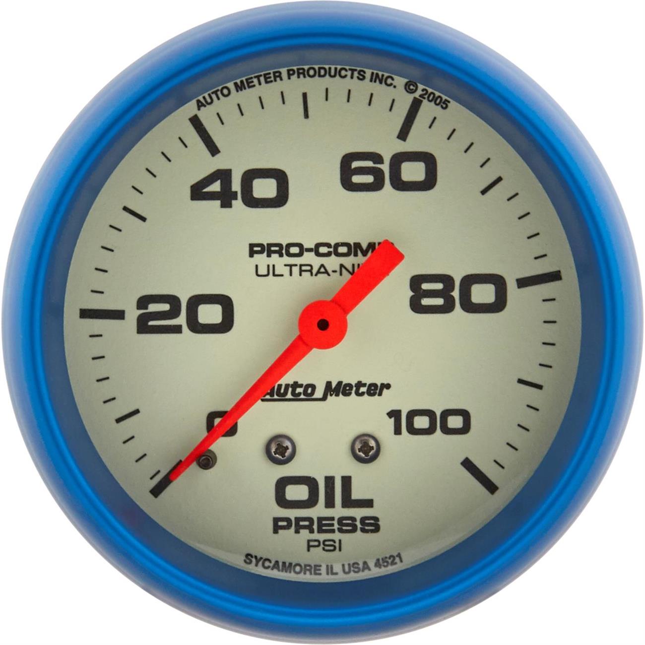AutoMeter 4521 UltraNite Mechanical Oil Press. Gauge, 25/8"