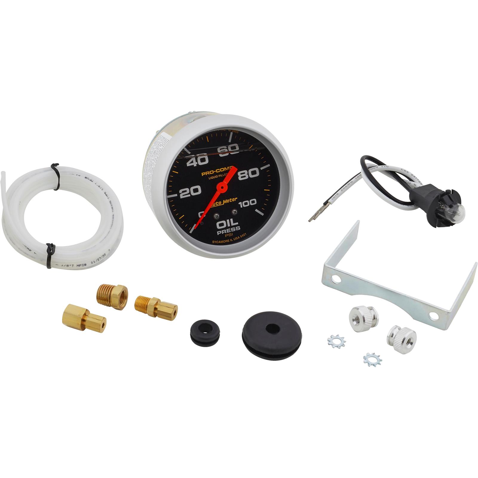 AutoMeter 5421 Mechanical Oil Press. Gauge,100 PSI,25/8
