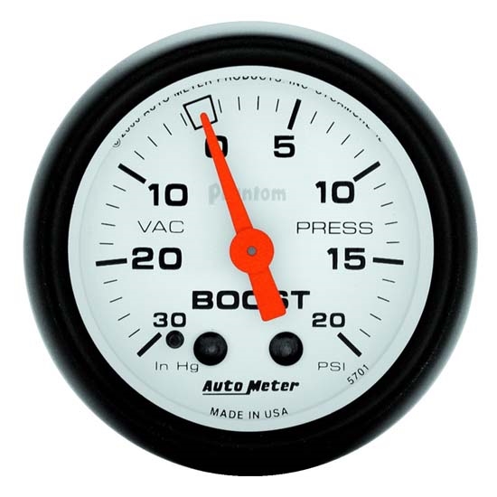 Hg//30 PSI Mechanical Vacuum//Boost Gauge Auto Meter 3603 Sport-Comp II 2-1//16 30 in