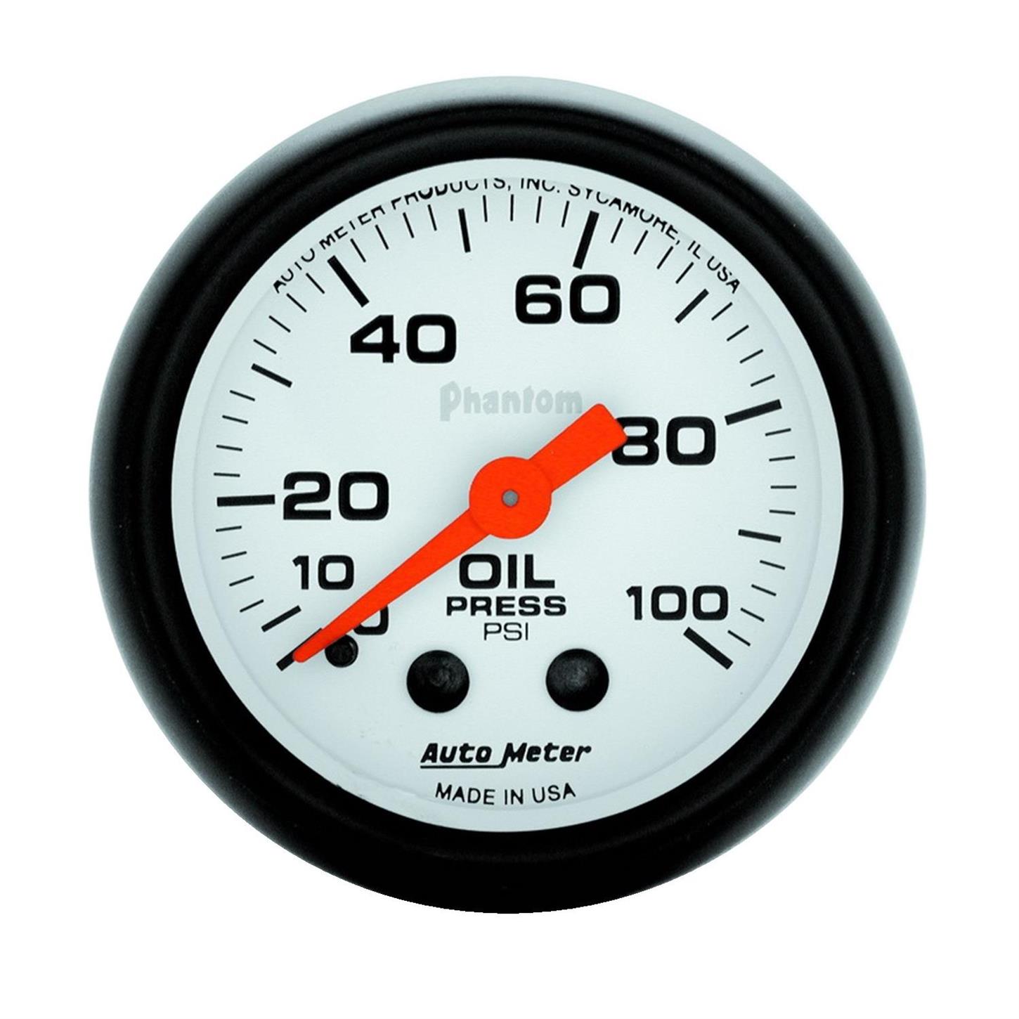 AutoMeter 5721 Phantom Mechanical Oil Press. Gauge, 100 PSI