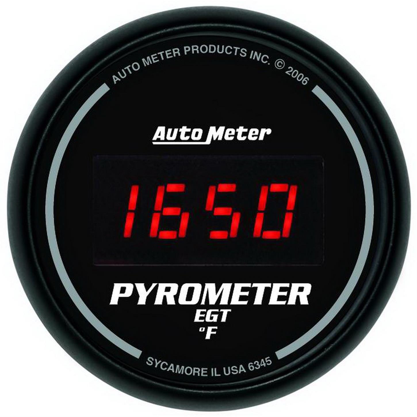 AutoMeter 6345 Pyrometer Gauge, 2 1/16 Inch, 1600 Deg., Black
