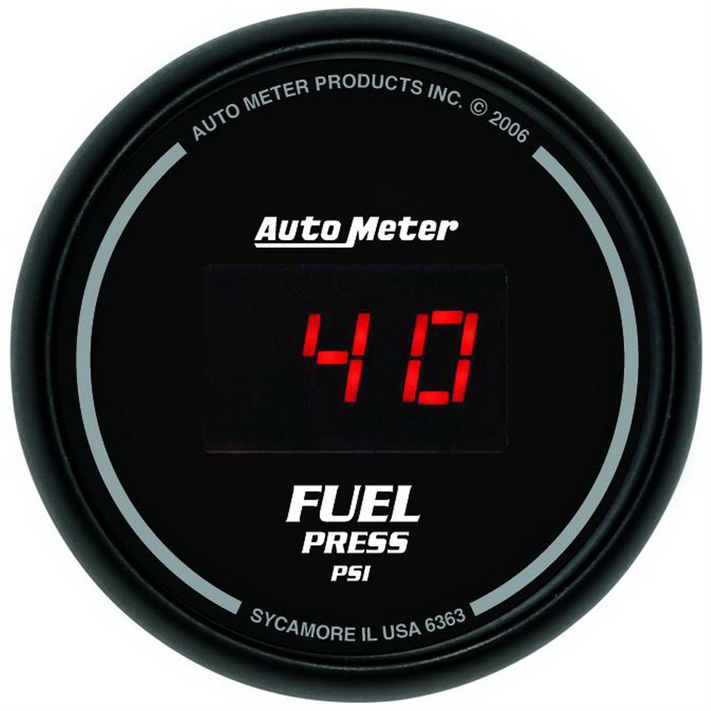 AutoMeter 6363 Fuel Pressure Gauge, 2 1/16 Inch, 100PSI, Red Led